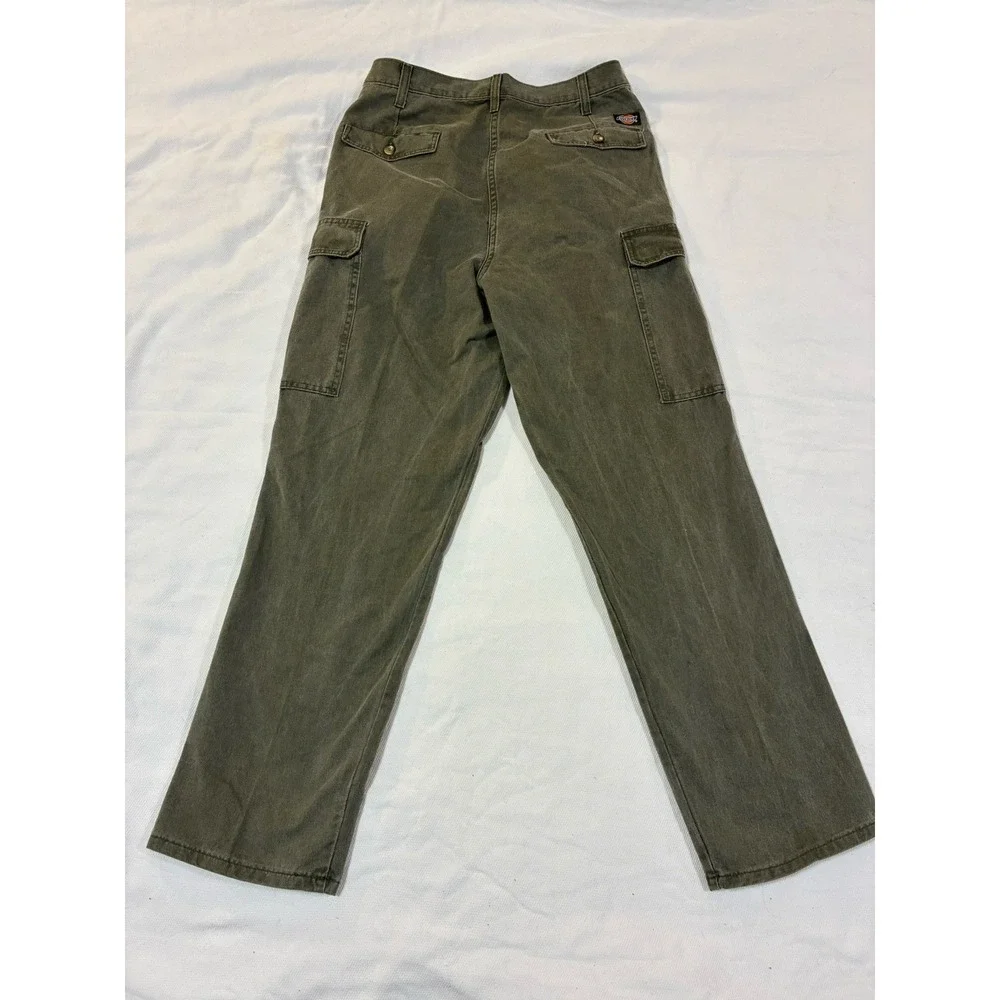Vintage‎ Dickies W33 L30 Cargo Pants Olive Green Pleated Workwear Skater Y2K